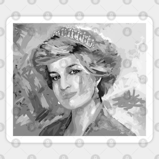 Princess Diana Black and White Sticker by mailsoncello